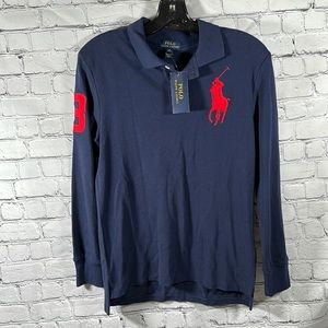 Polo by Ralph Lauren Blue and Red Long Sleeve Polo
